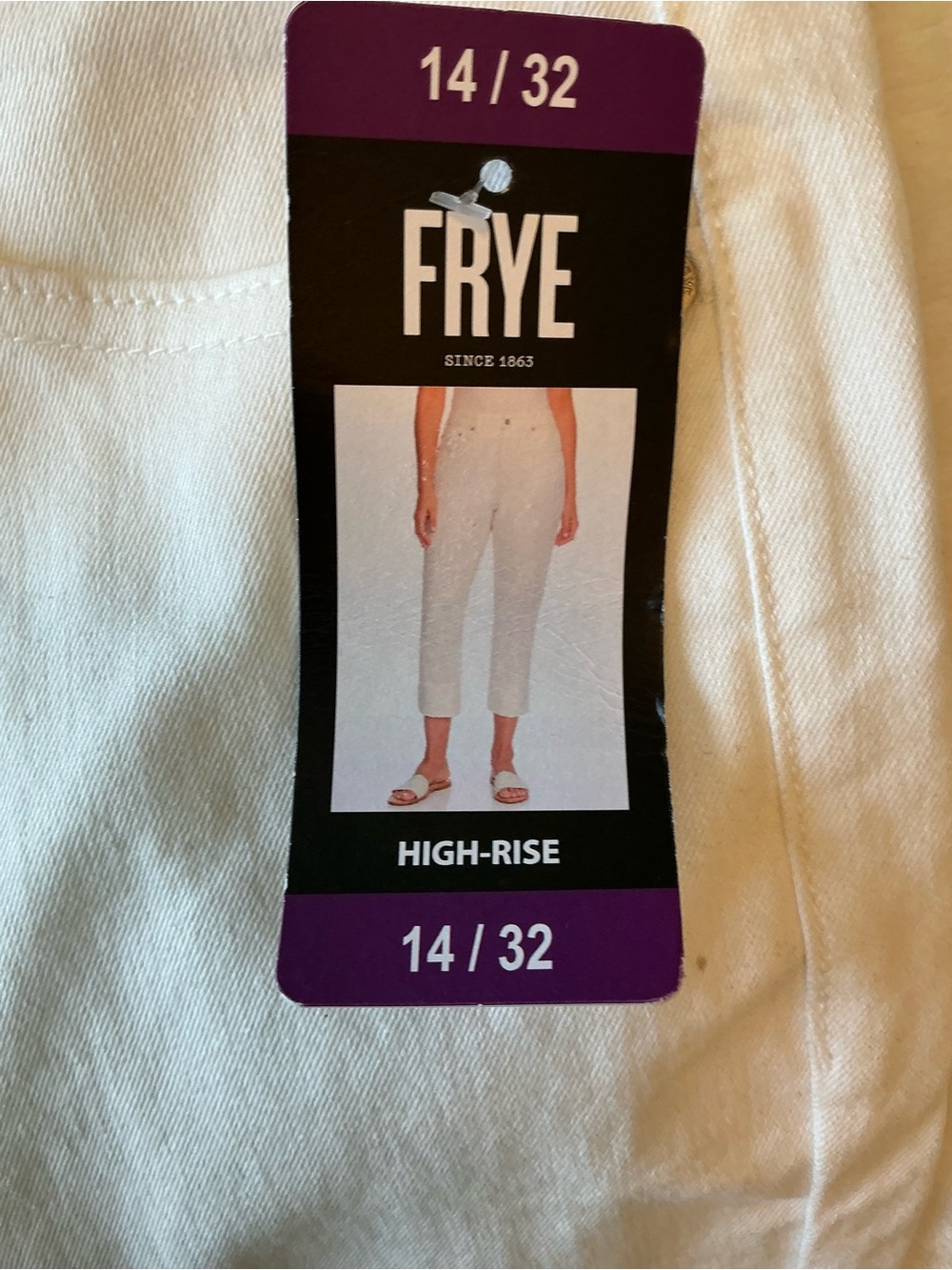 Frye High Rise Ivory Cropped Cuffed Jeans Size 14/32 NWT - Picture 10 of 14
